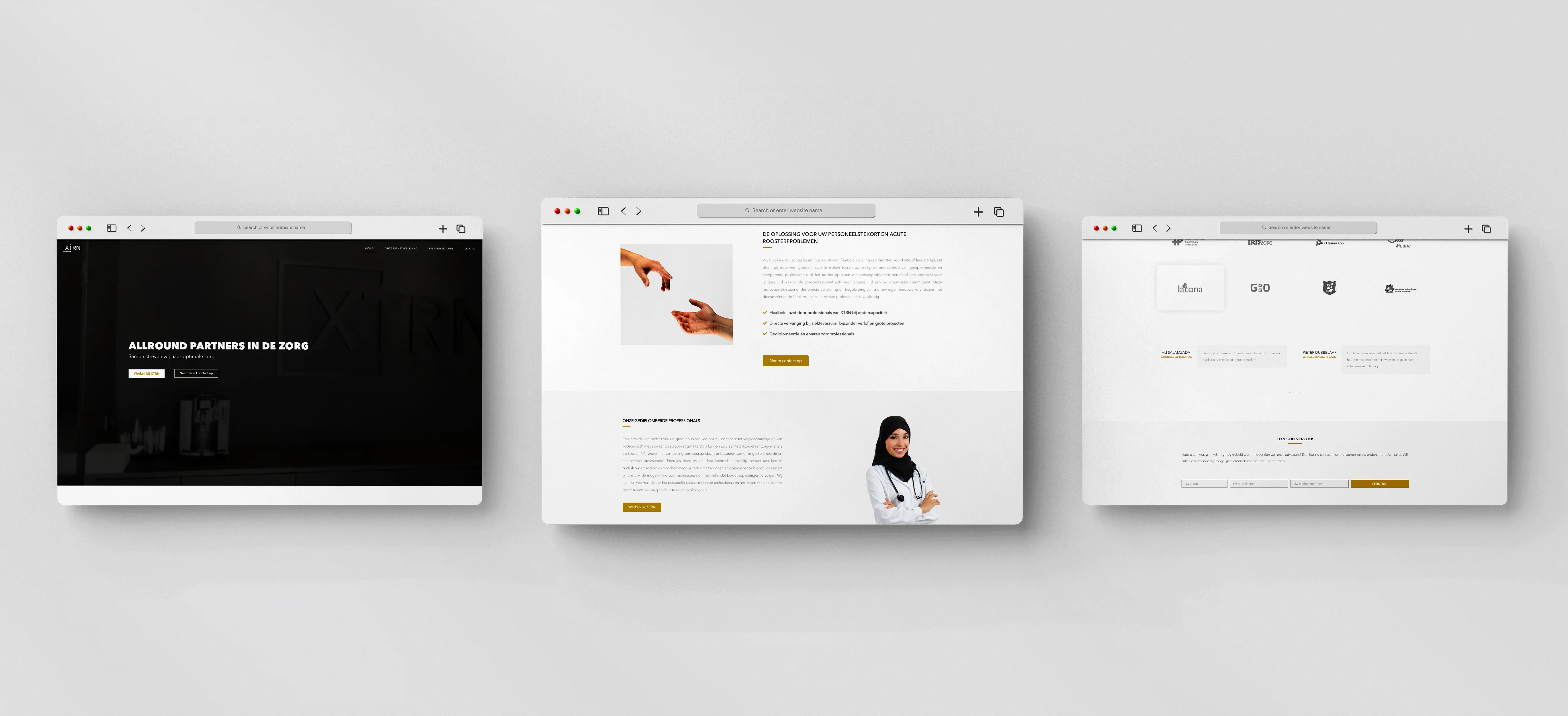 XTRN website in three different browsers